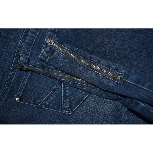 Chicos 00 Sz 2 So Slimming Zip Ankle Stretch Denim Blue Jeans 5-Pocket Straight - Picture 11 of 16
